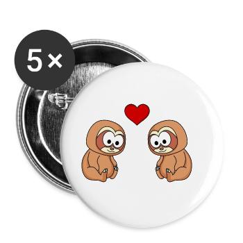 Faultier Comic Paar liebe - Buttons groß 56 mm (5er Pack) - Weiß - Vorne