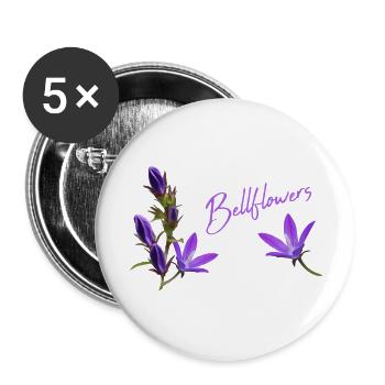 Fleurs violettes Bluebells - Lot de 5 grands badges (56 mm) - blanc - Devant