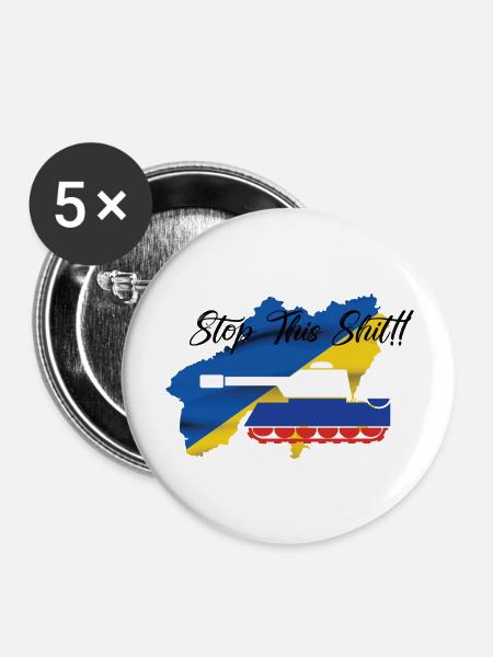 Stop den Krieg! - Buttons groß 56 mm (5er Pack) - Weiß