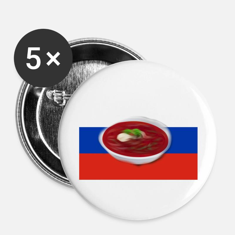 Borschtsch, Russische Suppe - Buttons groß 56 mm (5er Pack) - Weiß