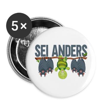 Sei Anders - Buttons groß 56 mm (5er Pack) - Weiß - Vorne