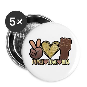 Peace Love BLM Black Lives Matter African Pride - Lot de 5 grands badges (56 mm) - blanc - Devant