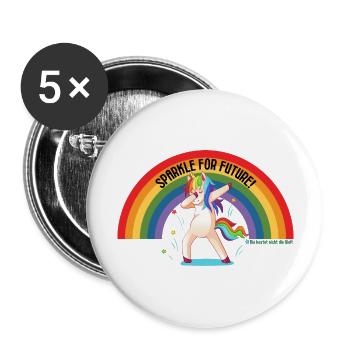SPARKLE FOR FUTURE - Einhorn - ANIMALS FOR FUTURE - Buttons groß 56 mm (5er Pack) - Weiß - Vorne