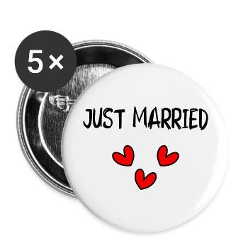 GERADE VERHEIRATET. ES LEBE DIE MARYS. JUNGGESELLINNENABSCHIED - Buttons groß 56 mm (5er Pack) - Weiß - Vorne