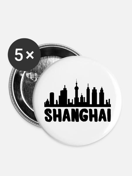 Shanghai - Buttons groß 56 mm (5er Pack) - Weiß