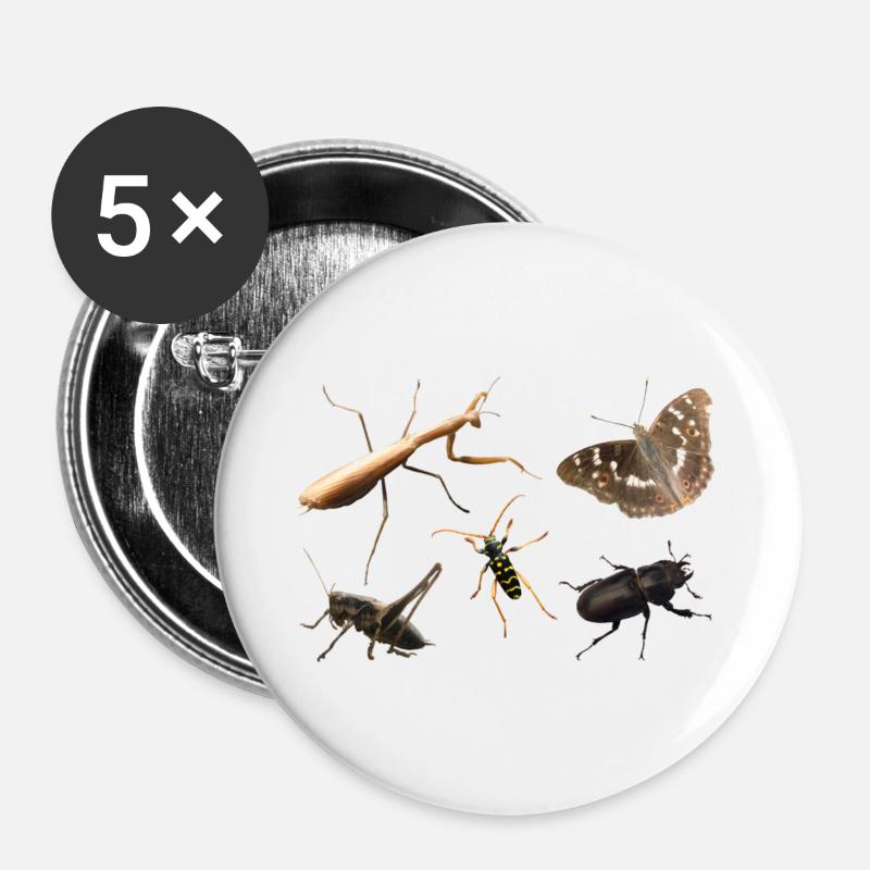 Insects - Buttons large 2.2''/56 mm (5-pack) - white