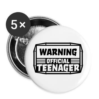 warning official teenager Zitat - Buttons groß 56 mm (5er Pack) - Weiß - Vorne