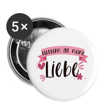 Klettern Bouldern Bergsteigen Berge Liebe Geschenk - Buttons groß 56 mm (5er Pack) - Weiß - Vorne