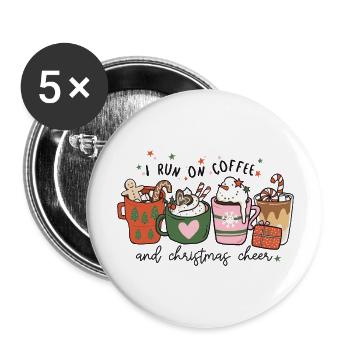 I run on coffee and christmas cheer - Buttons large 2.2''/56 mm (5-pack) - white - Front