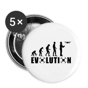 EVOLUTION DRONE Cadeau Pilote au sol Vol - Lot de 5 grands badges (56 mm) - blanc - Devant