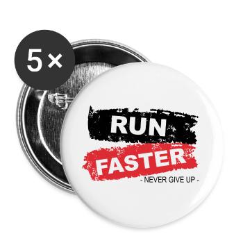 Run Faster Red Brush Style - Buttons large 2.2''/56 mm (5-pack) - white - Front