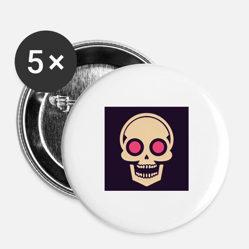 Skull Icon Fire Eye - Buttons large 2.2''/56 mm (5-pack) - white