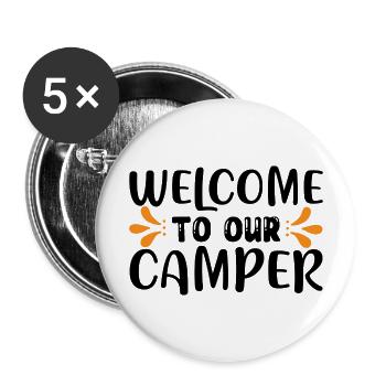 Welcome To Our Camper - Buttons groß 56 mm (5er Pack) - Weiß - Vorne