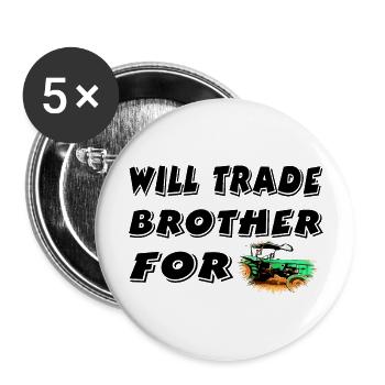 Tracteur - Lot de 5 grands badges (56 mm) - blanc - Devant
