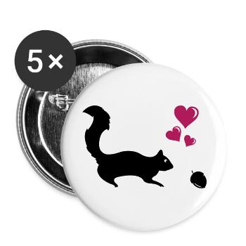 Eichhörnchen Love - Buttons groß 56 mm (5er Pack) - Weiß - Vorne