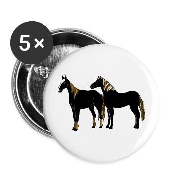 Pferde - Buttons groß 56 mm (5er Pack) - Weiß - Vorne