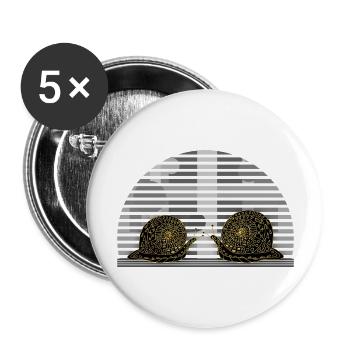 Schnecken - Buttons groß 56 mm (5er Pack) - Weiß - Vorne