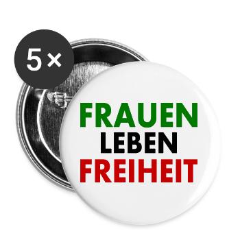 Frauen leben freiheit - Buttons groß 56 mm (5er Pack) - Weiß - Vorne