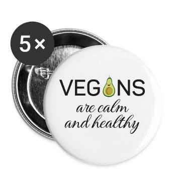 Veganer sind ruhig und gesund - Buttons groß 56 mm (5er Pack) - Weiß - Vorne