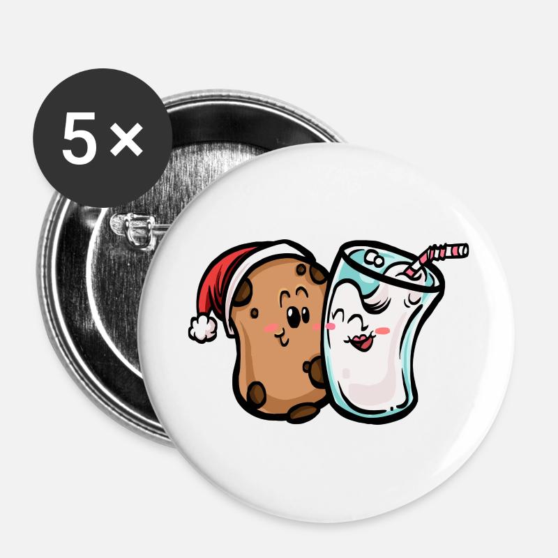 Cookie & Milk - Buttons large 2.2''/56 mm (5-pack) - white