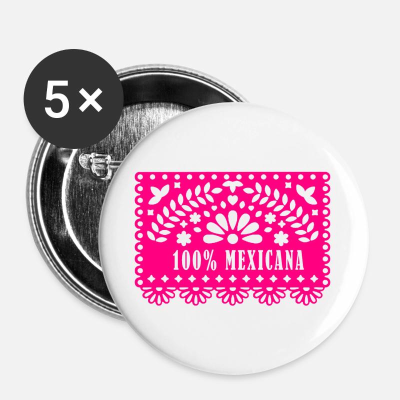 100 MEXICAN - Buttons large 2.2''/56 mm (5-pack) - white