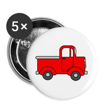 Fröhlicher LKW rot, Spielzeugauto - Buttons groß 56 mm (5er Pack) - Weiß - Vorne