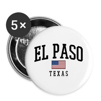 El Paso Texas Retro Shirt - Buttons groß 56 mm (5er Pack) - Weiß - Vorne
