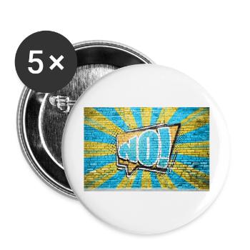No! Comic Style Bubble Graffiti Lettering on Brick - Buttons large 2.2''/56 mm (5-pack) - white - Front