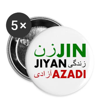Jin jiyan azadi زن زندگی آزادی - Lot de 5 grands badges (56 mm) - blanc - Devant