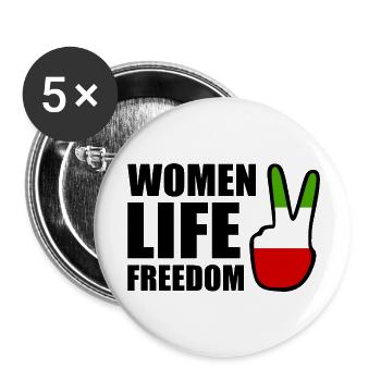 Women life freedom iran - Buttons groß 56 mm (5er Pack) - Weiß - Vorne