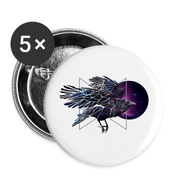 Space Raven - Buttons groß 56 mm (5er Pack) - Weiß - Vorne