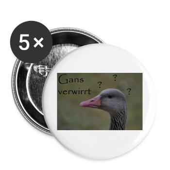 Gans verwirrt - witziger Spruch - Buttons groß 56 mm (5er Pack) - Weiß - Vorne