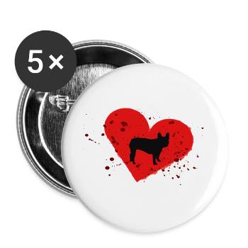 Frenchie, Bully, Bouledogue français, Cadeau - Lot de 5 grands badges (56 mm) - blanc - Devant
