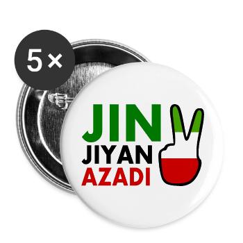 jin jiyan azadi women life freedom - Lot de 5 grands badges (56 mm) - blanc - Devant