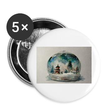 Noël 14 - Lot de 5 grands badges (56 mm) - blanc - Devant