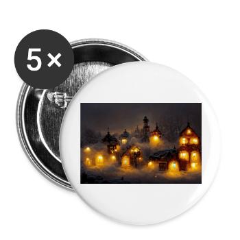 Village de Noël - Lot de 5 grands badges (56 mm) - blanc - Devant