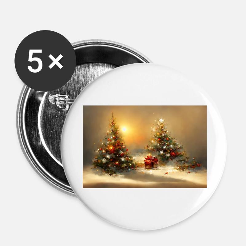 Weihnachtsstimmung - Buttons groß 56 mm (5er Pack) - Weiß