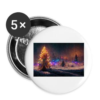 Noël dans la neige - Lot de 5 grands badges (56 mm) - blanc - Devant