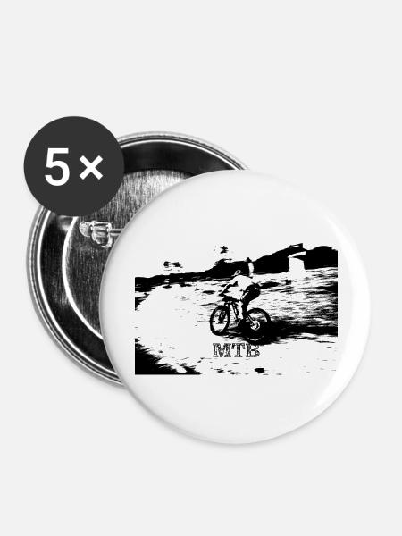 mtb mtb bmx - Buttons groß 56 mm (5er Pack) - Weiß