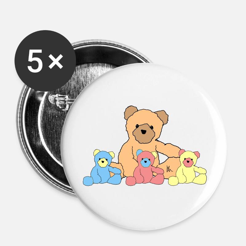 Teddy bear teddy - Buttons large 2.2''/56 mm (5-pack) - white