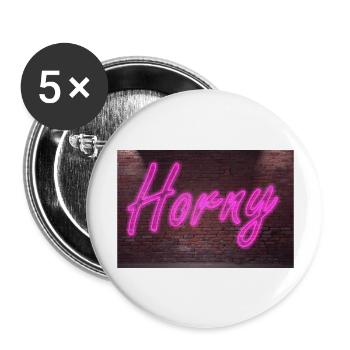 Neon sign Horny on brick wall - Buttons large 2.2''/56 mm (5-pack) - white - Front