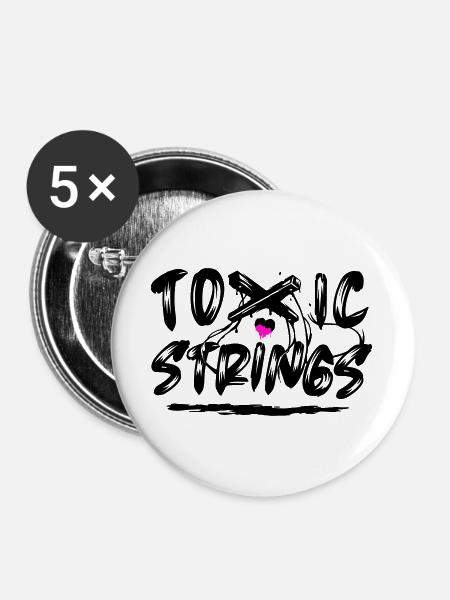 Toxic Strings 2 Colour - Buttons large 2.2''/56 mm (5-pack) - white