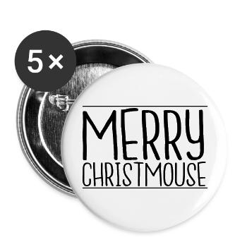 Arbre de Noël sa barbe bien sous le sapin - Lot de 5 grands badges (56 mm) - blanc - Devant