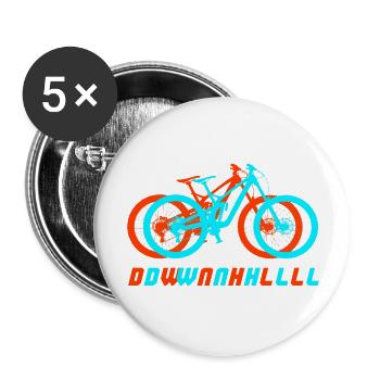 Mountainbike Downhill Fahrrad mtb blau Geschenk - Buttons groß 56 mm (5er Pack) - Weiß - Vorne