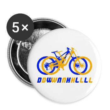 Mountainbike Downhill Fahrrad mtb orange Geschenk - Buttons groß 56 mm (5er Pack) - Weiß - Vorne