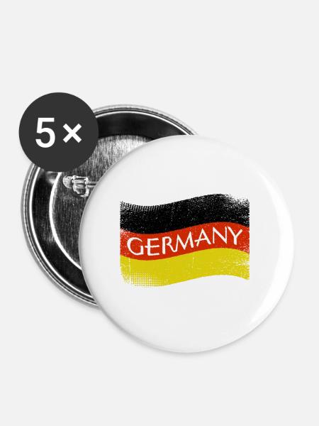GERMANY Schriftzug - Klassiker - Buttons groß 56 mm (5er Pack) - Weiß