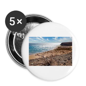 Vue sur une belle baie de baignade Risco del paso - Lot de 5 grands badges (56 mm) - blanc - Devant