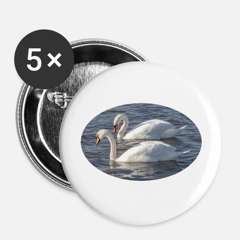 Swan pairs - Buttons large 2.2''/56 mm (5-pack) - white