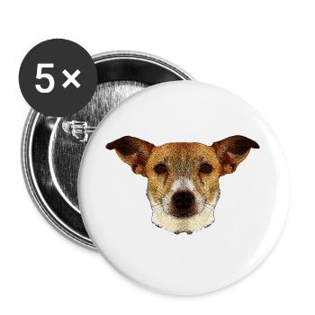 tolle geschenkideen, Jack russel terrier gesicht - Buttons groß 56 mm (5er Pack) - Weiß - Vorne