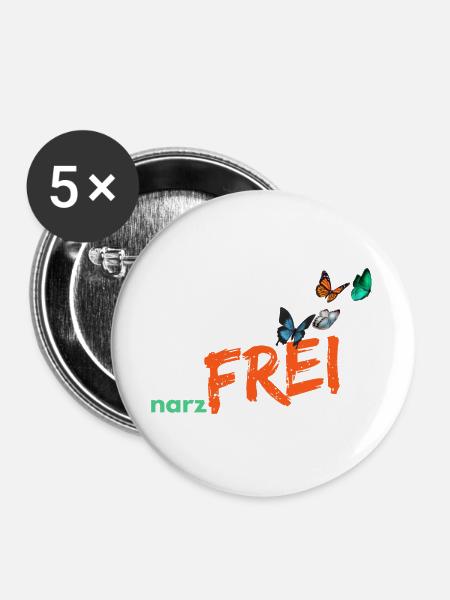 narzfrei orange - Buttons groß 56 mm (5er Pack) - Weiß